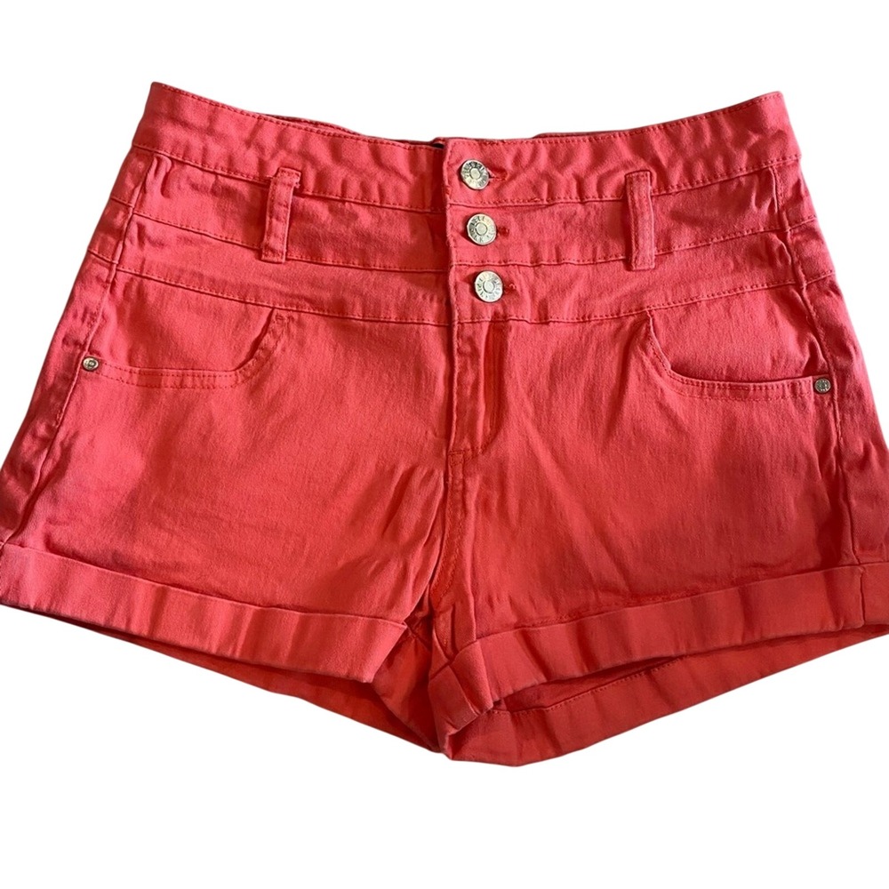 Celebrity Pink Women's Coral Button Fly High Waisted Shorts Size 7
